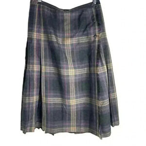 Vintage Al Jean Canada Inc. plaid pure virgin wool  pleated kilt skirt